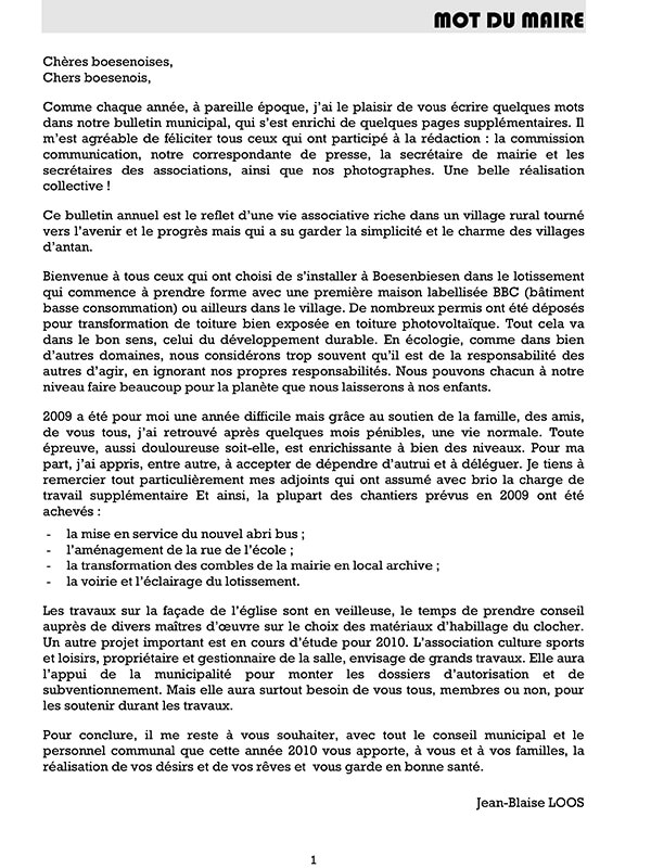Bulletin municipale Boesenbisen 2009