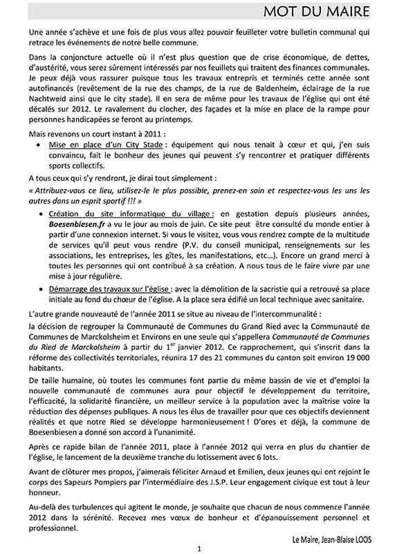 Bulletin municipale Boesenbisen 2011