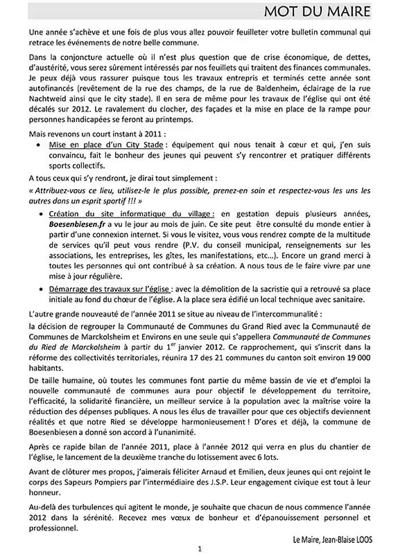 Bulletin municipale Boesenbisen 2011