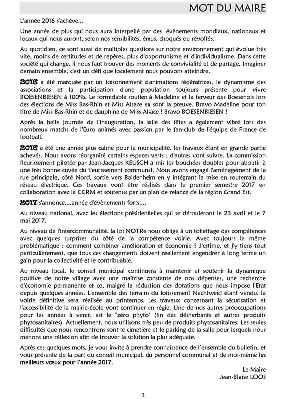 Bulletin municipale Boesenbisen 2016